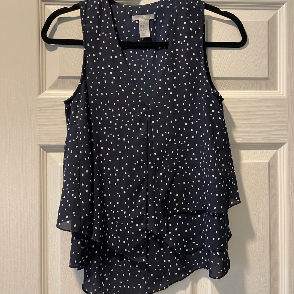 V-neck layered polka dot tank top